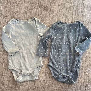 Cloud Island Starry Gray and Solid Cream Bodysuits
